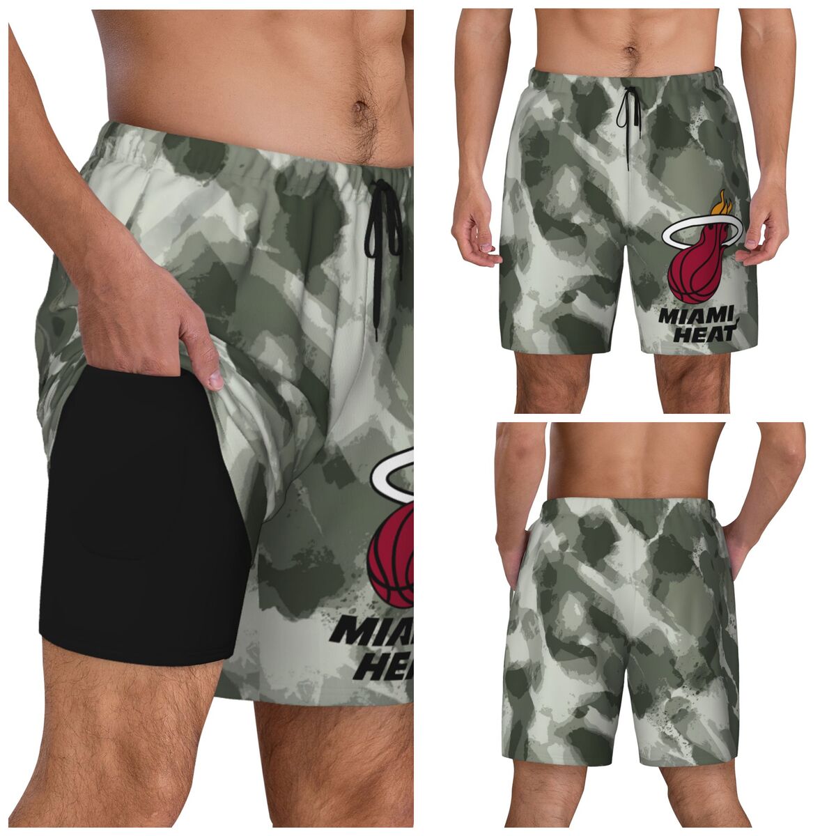 Miami Heat Camo Swim Trunks Men