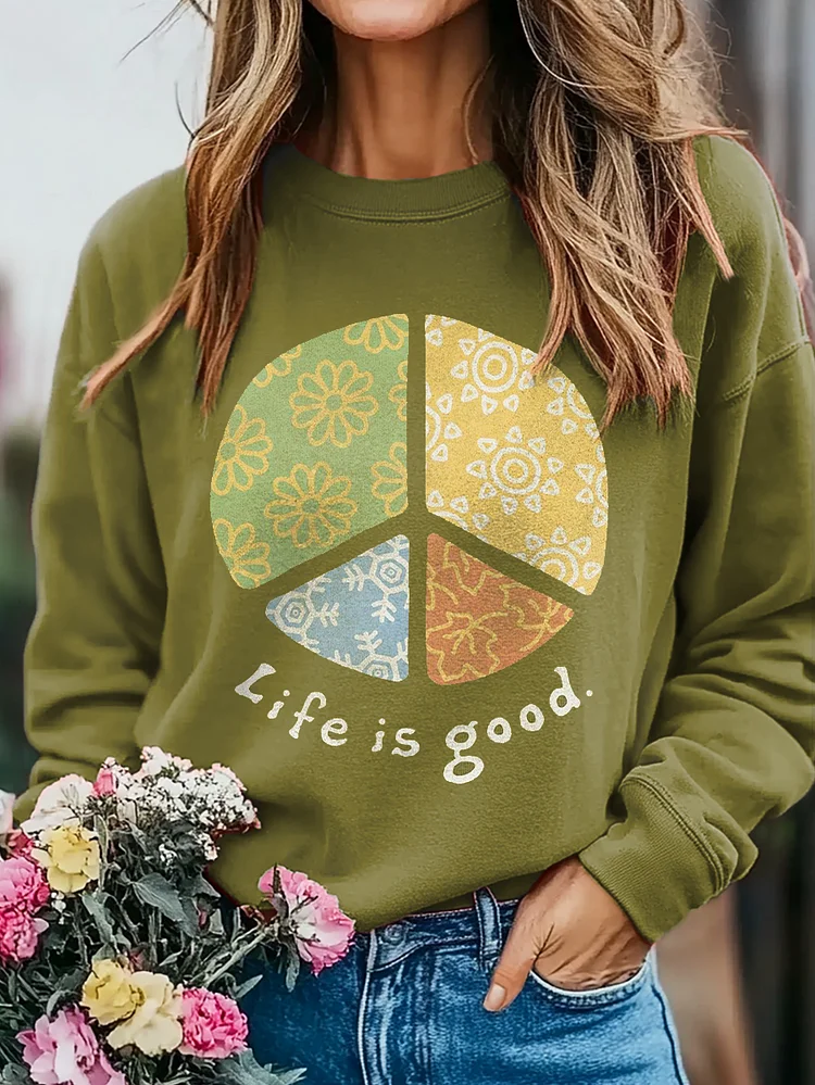 Women's Life Is Good Art Print Casual Sweatshirt