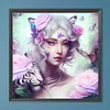 Diamond Painting -5D Full Round Drill Tiger Butterfly Girl(40*40 CM)