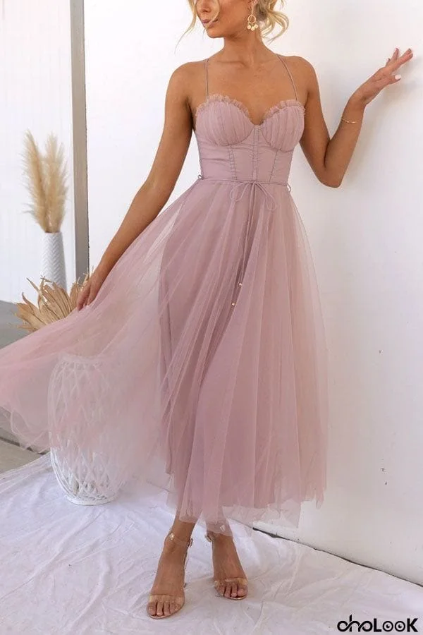 Modern-day Princess Chiffon Suspenders Party Maxi Dress