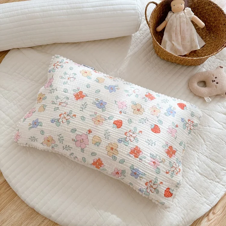 Baby Strawberry Bear Flower Pillow Towel