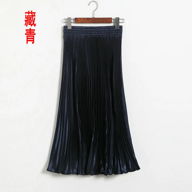 Nigikala Nigikala Luster Polyester Pressure Folded Half Skirt Original Single Long Skirt Silk Clear Silk #8035