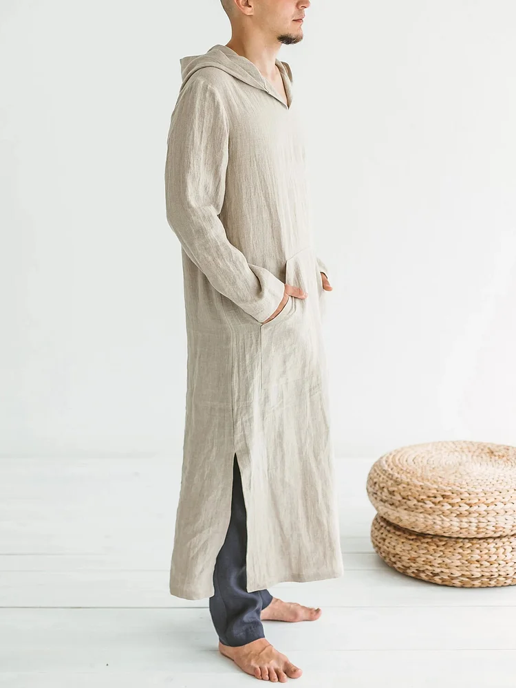 Men's fashionable casual khaki kaftan