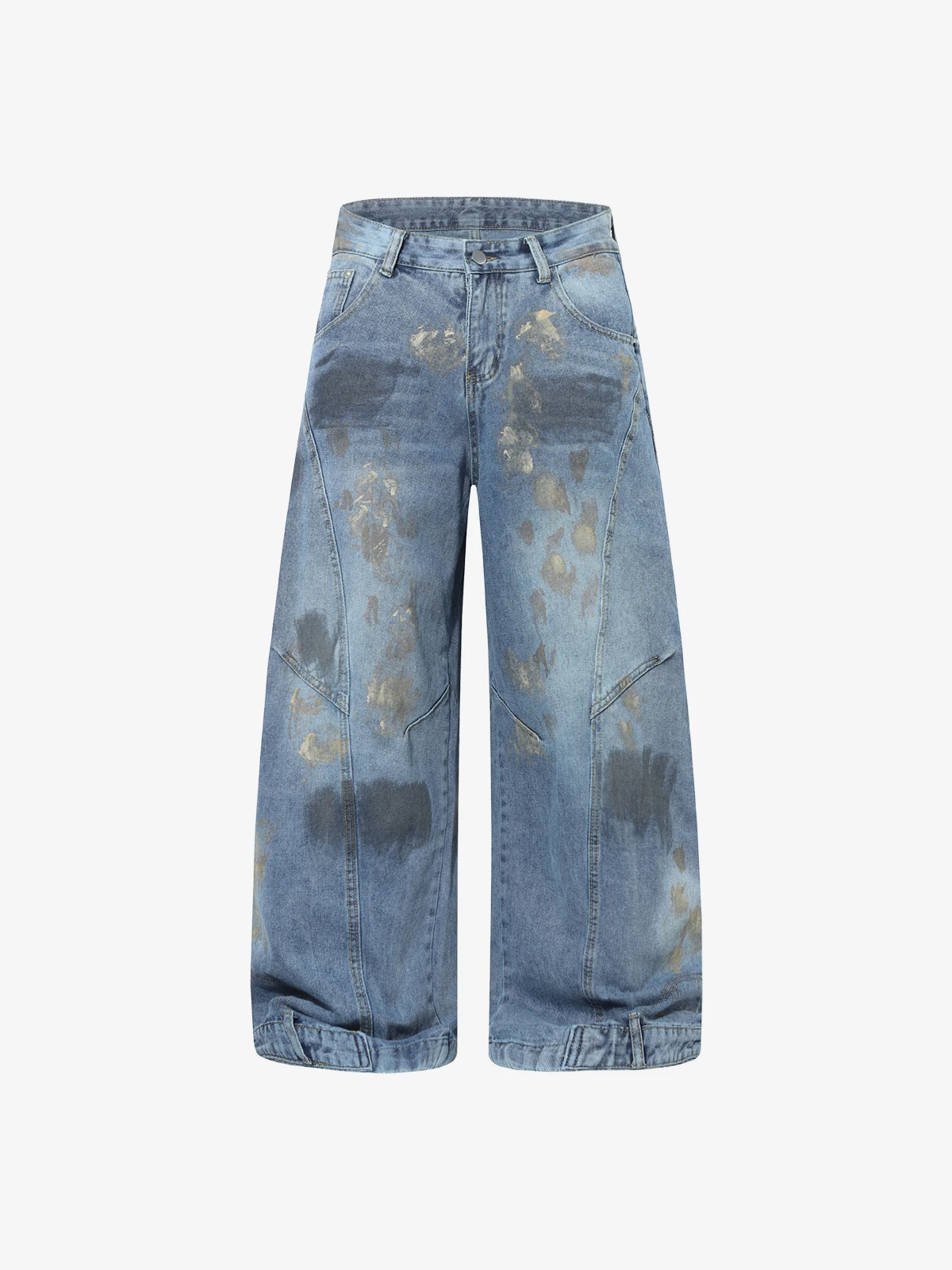 Blue Act Chic Washed Distressed Dirty Dye Graffiti Jeans Front