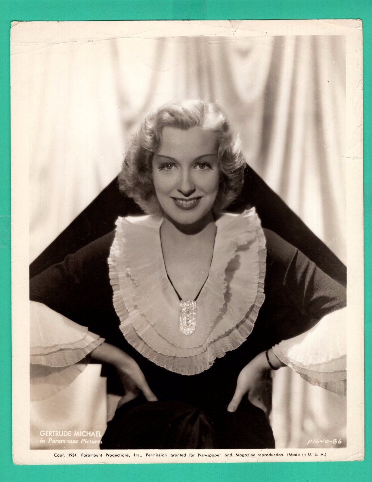 GERTRUDE MICHAEL Movie Star Promo 1934 Vintage Photo Poster painting Paramount Pictures 8x10