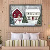 Winter Snowman And Cottage-11CT Stamped Cross Stitch 60*40cm/23.62*15.75in