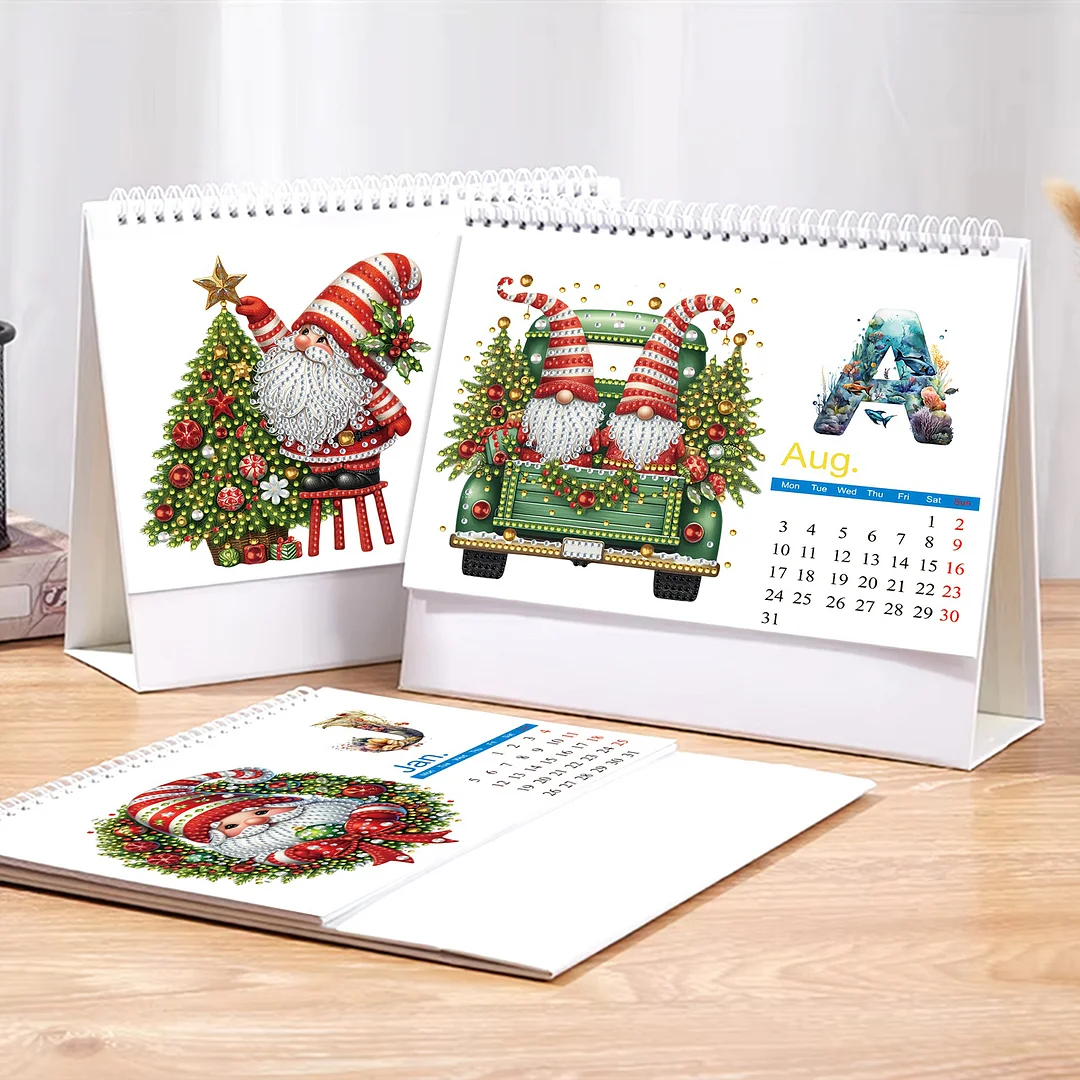 2026 Calendar Diamond Painting Kit Christmas Gnome DIY Diamond Art Desk Calendar