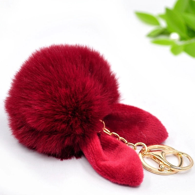 Sweet Artistic Bunny Ears Alloy Rex Rabbit Fur Women’s Keychain