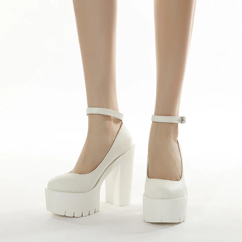  2022 New Spring And Autumn Leisure High Heels Sexy Stage Banquet Thick Heels Platform Black And White Size 35-42 Women's Shoes