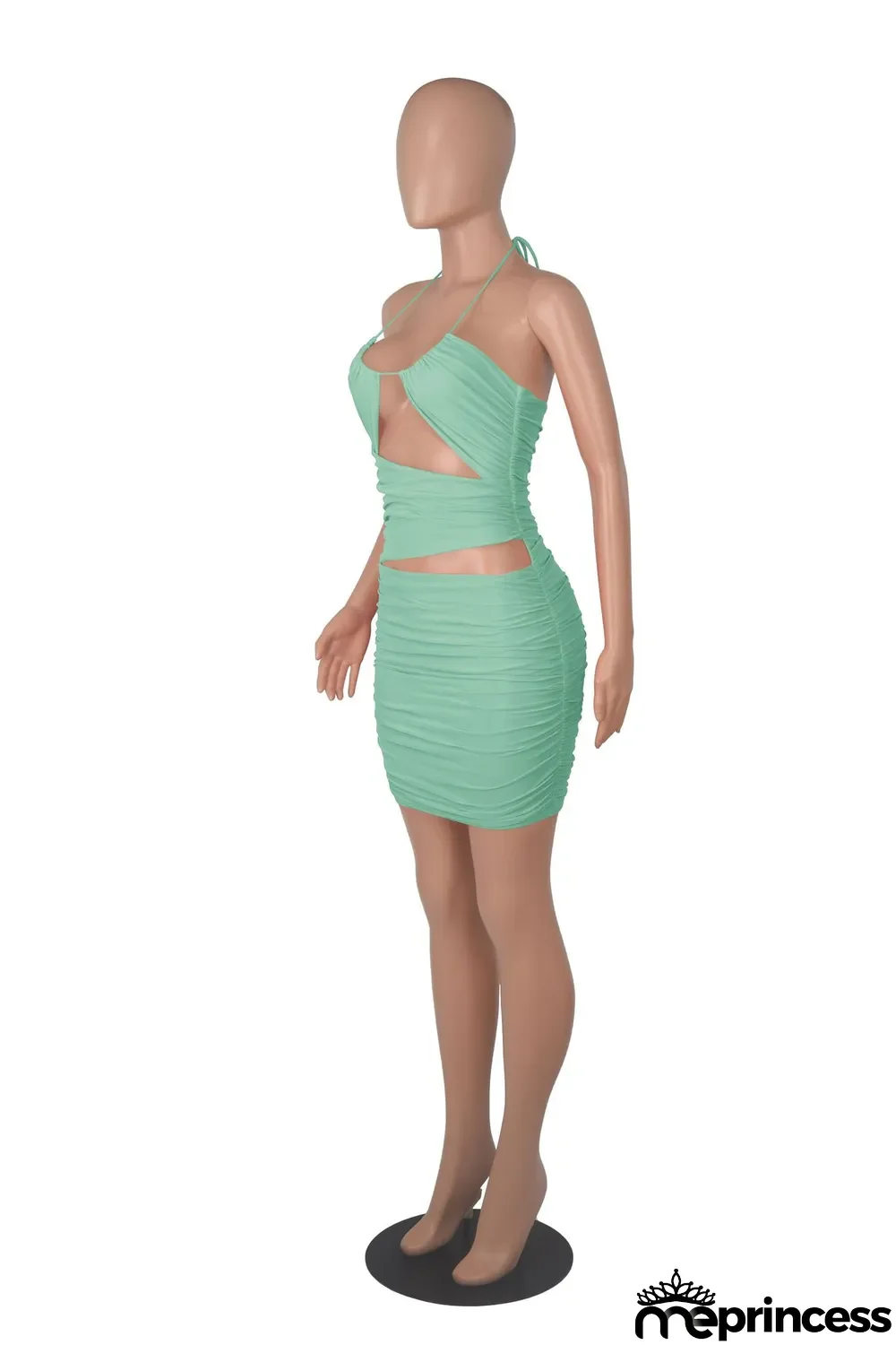 Women Summer Straps Sexy Pleated Backless Bodycon Dress