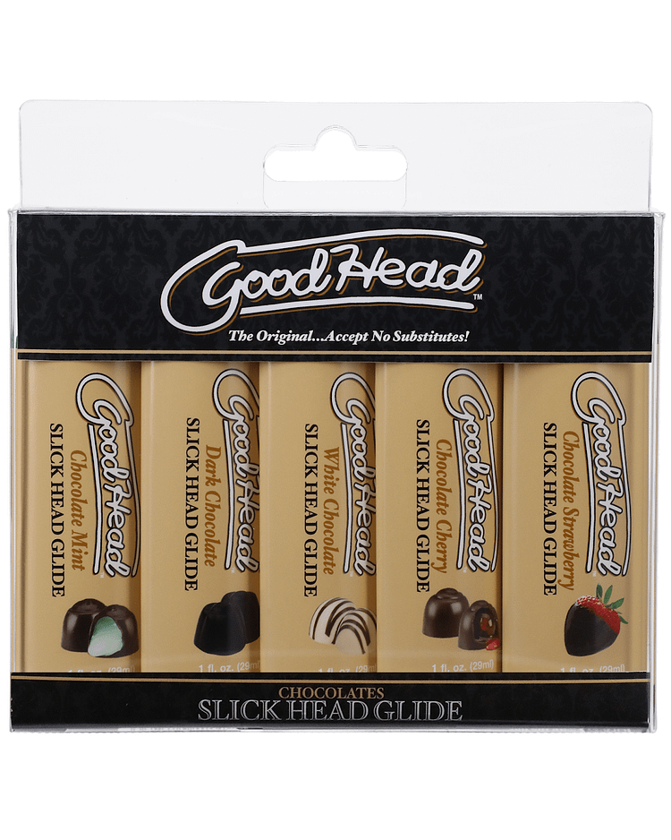 Pornhint GoodHead Slick Head Assorted Chocolate Flavored Glide 5 Pk