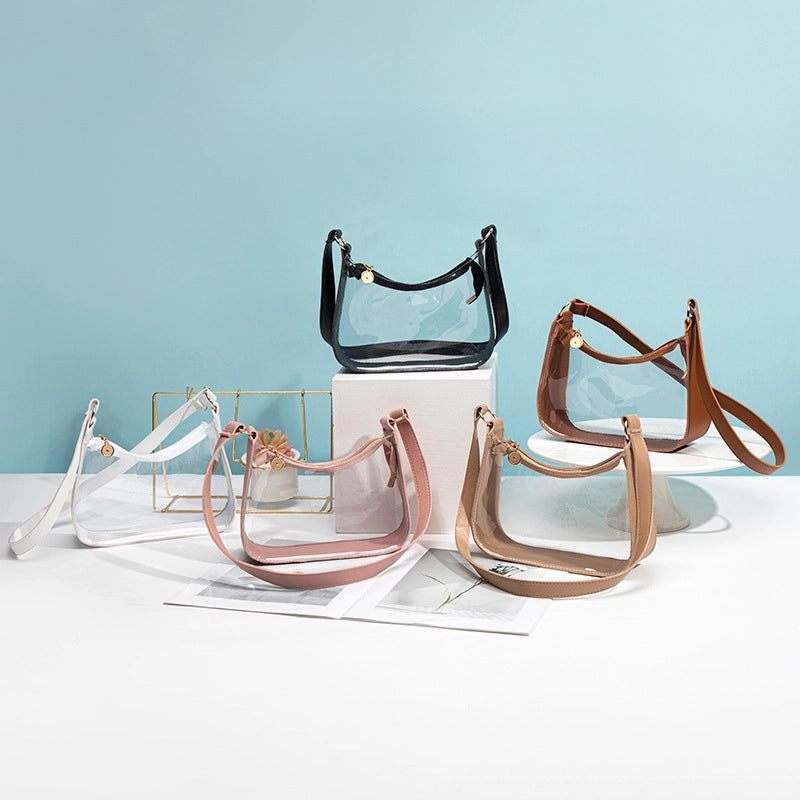 Women’s Medium PVC Solid Color Streetwear Pillow Shape Zipper Crossbody Bag