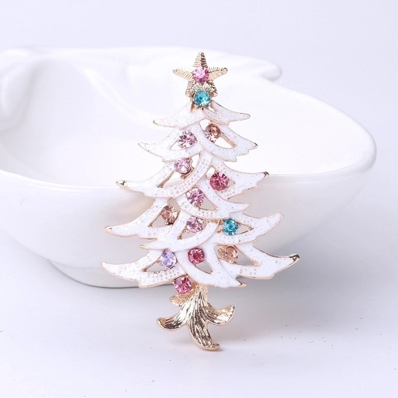 Fashion Pin Christmas Tree Alloy Inlay Rhinestones Women’S Brooches