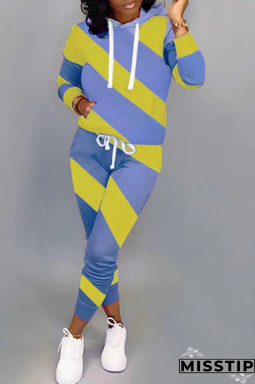 purple Casual Fluorescent Patchwork Two Piece Suits pencil Long Sleeve