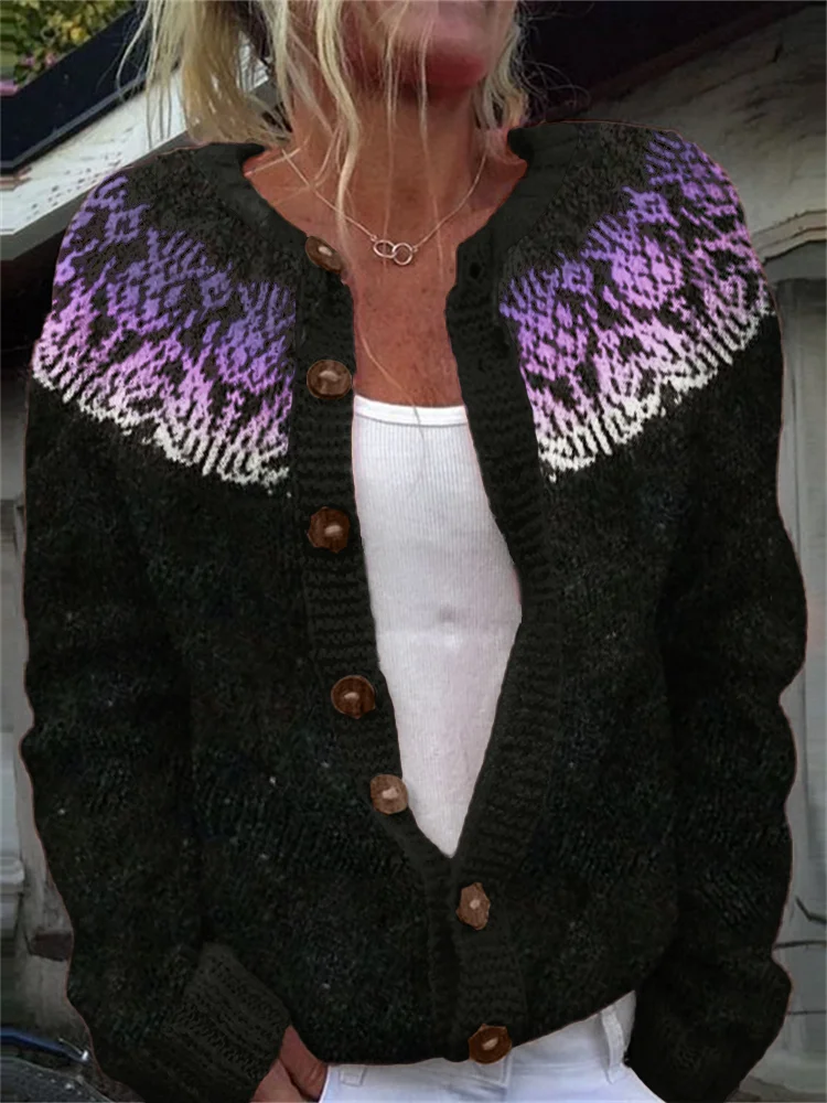 Scotland Thistle Gradient Yoke Cozy Cardigan