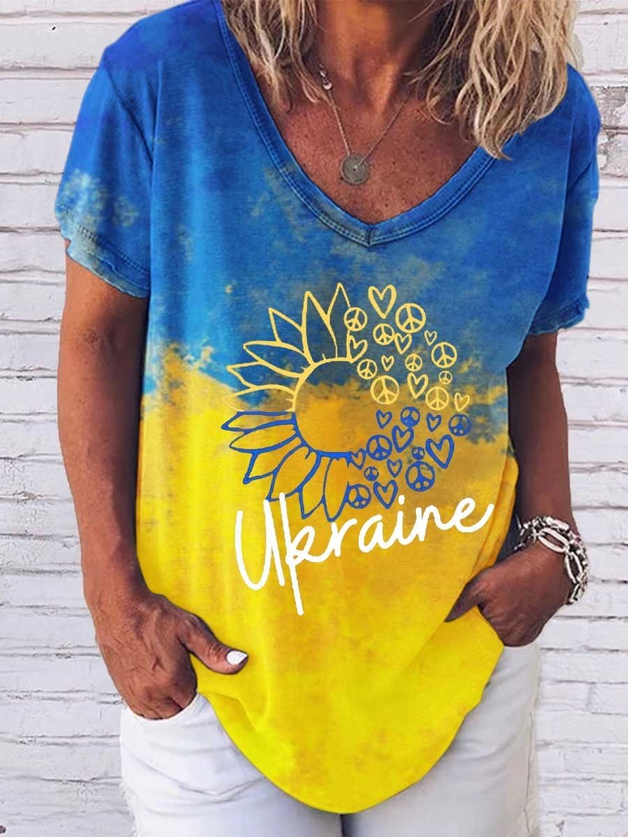 Women's UKR Peace Flag Hope V-Neck T-Shirt