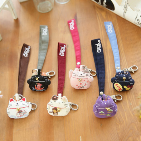 4 Colors Kawaii Lucky Cat Fabrics Key Ring/Key Chain SP165181