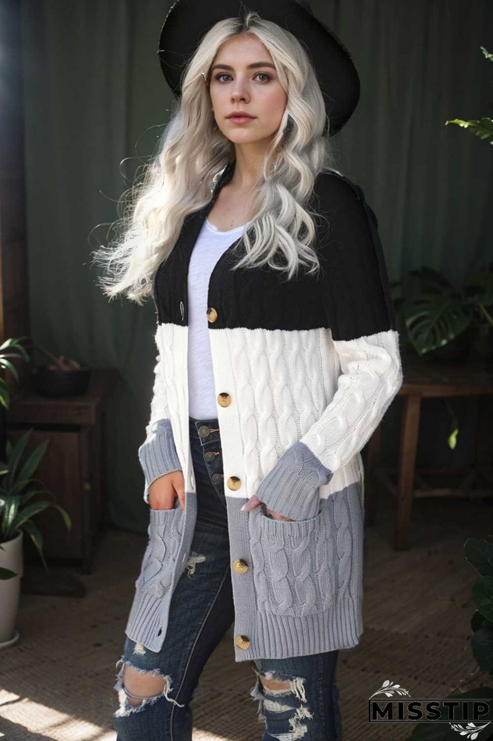 cozy cable knit button front long sleeve cardigan