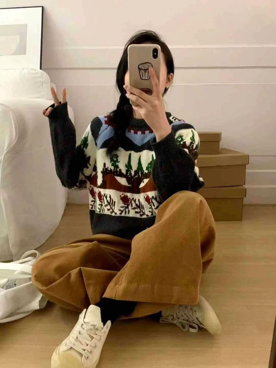 Chicfifth Sweater Women Winter Long Sleeve High Quality Autumn Vintage Top Knitted Cardigan