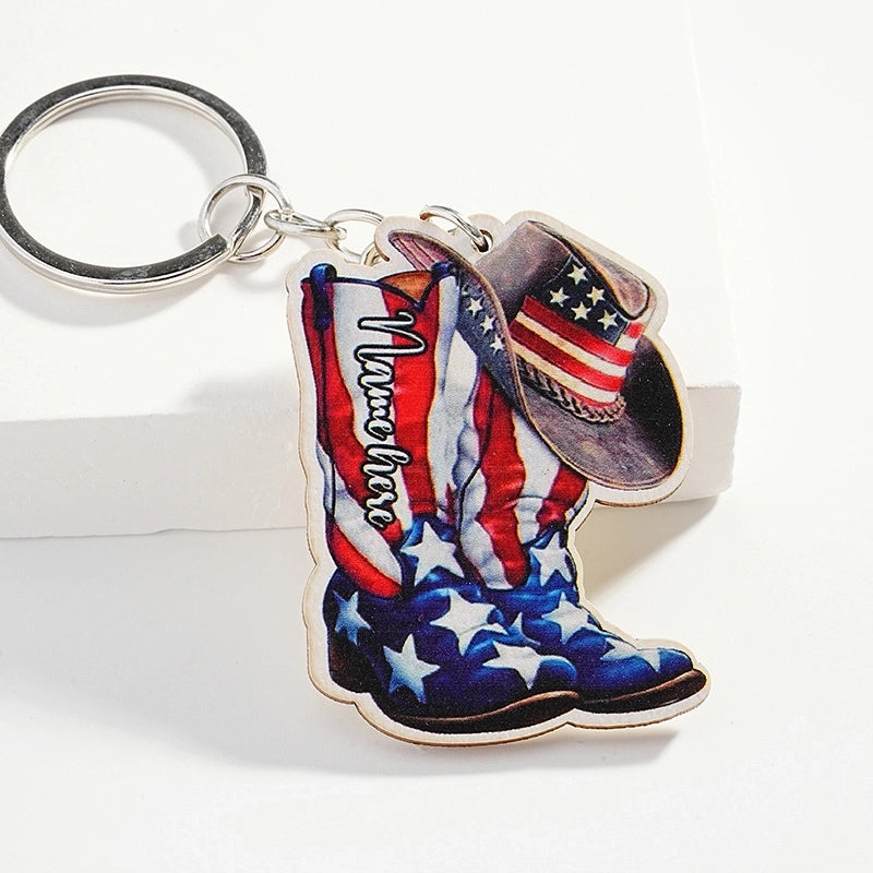Retro Cowboy Style Shoe Metal Unisex Bag Pendant Keychain