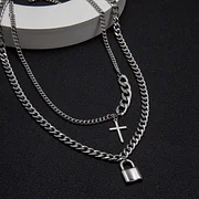 Men's Titanium Steel Cross Street Metal Necklace