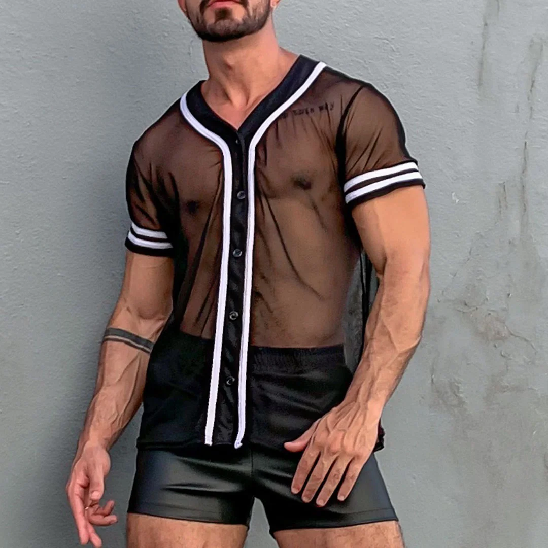 Men's Sexy Mesh Sheer Shirt-inspireuse