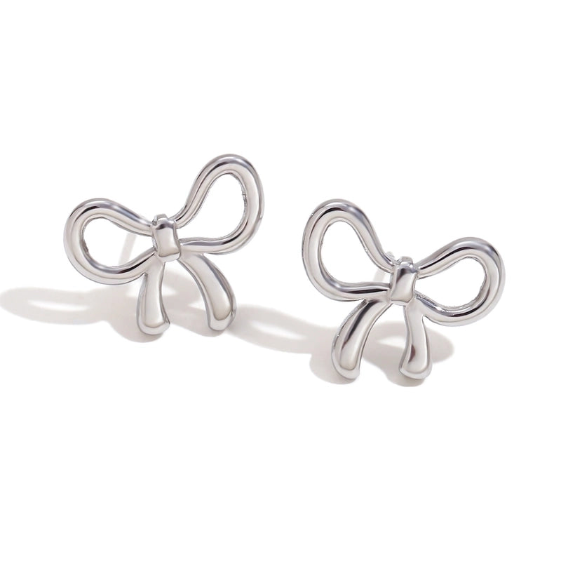 304 Stainless Steel 18K Gold Plated Sweet Minimalist Classic Style Plating Bow Knot Earrings Necklace