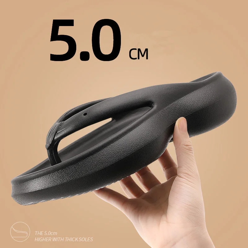 Couples Flip Flops For Women  2022 Summer Women Slippers Outdoor Solid Black Anti-Skid Beach 5Cm Thick Sole Platform Slipper