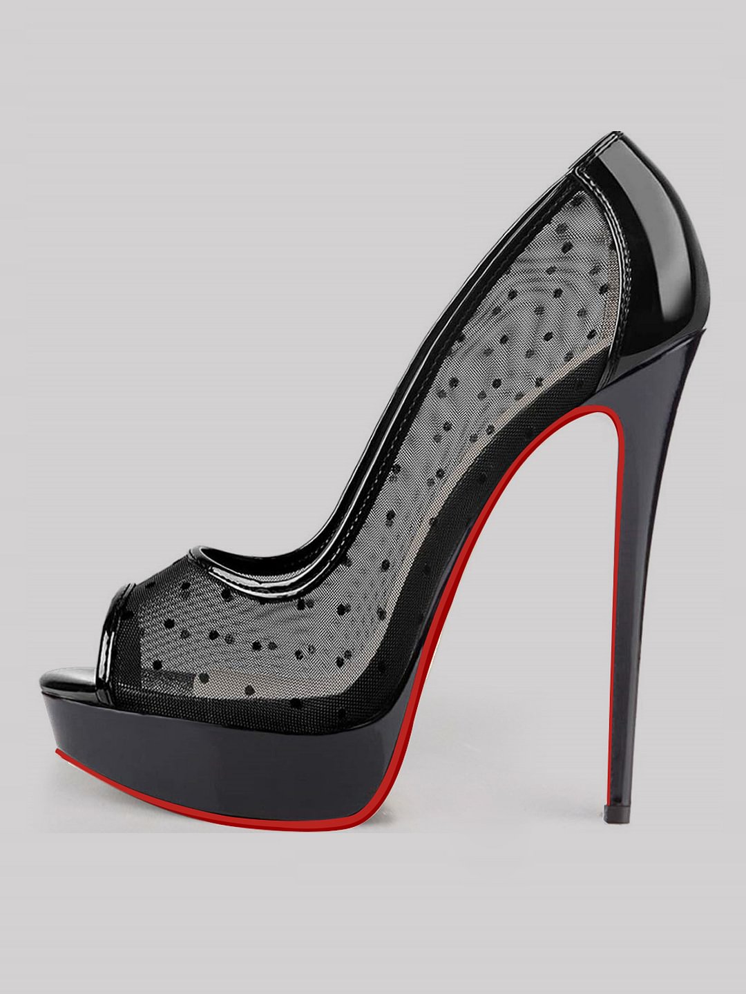 150mm Women's Super High Platforms Peep Toe Red Bottom Pumps Muslin Shoes