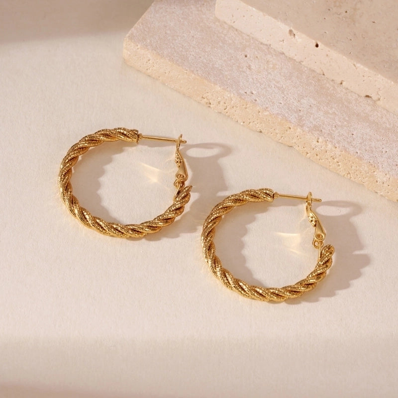 Minimalist Classic Style C Shape Irregular Round 304 Stainless Steel 18K Gold Plated Earrings Ear Studs