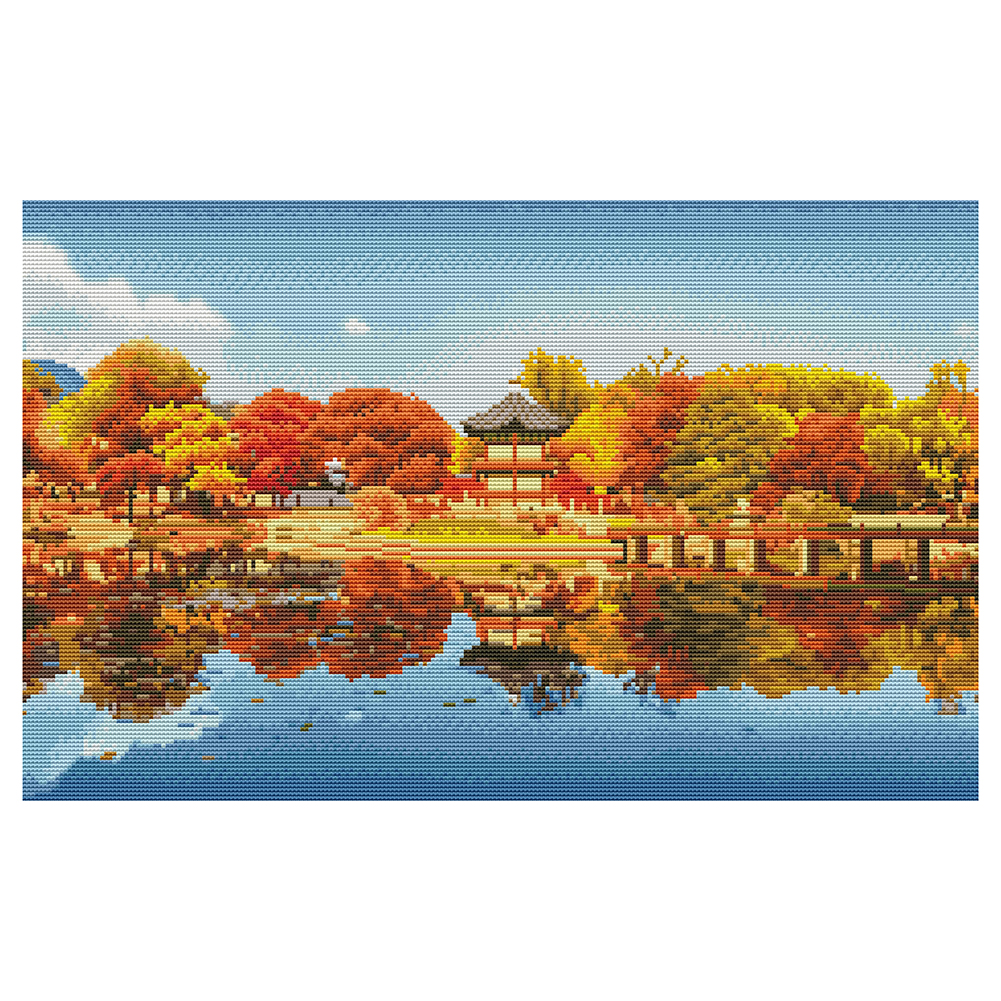 

Lakeside in Autumn - 11CT Stamped Cross Stitch - 60*40CM, 501 Original