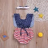 Baby Girls 4th of July Independence Day Stars Striped Backless Rompers
