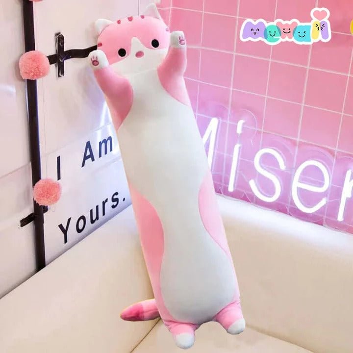 Mewaii® Cat Plush Pink Stuffed Animal Kawaii Plush Pillow Squishy Toy
