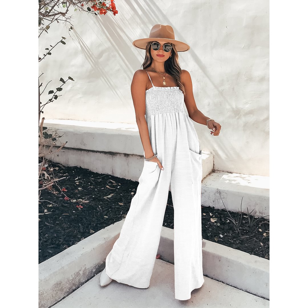Sexy Sling Loose Casual Jumpsuit Vacation Wide Leg