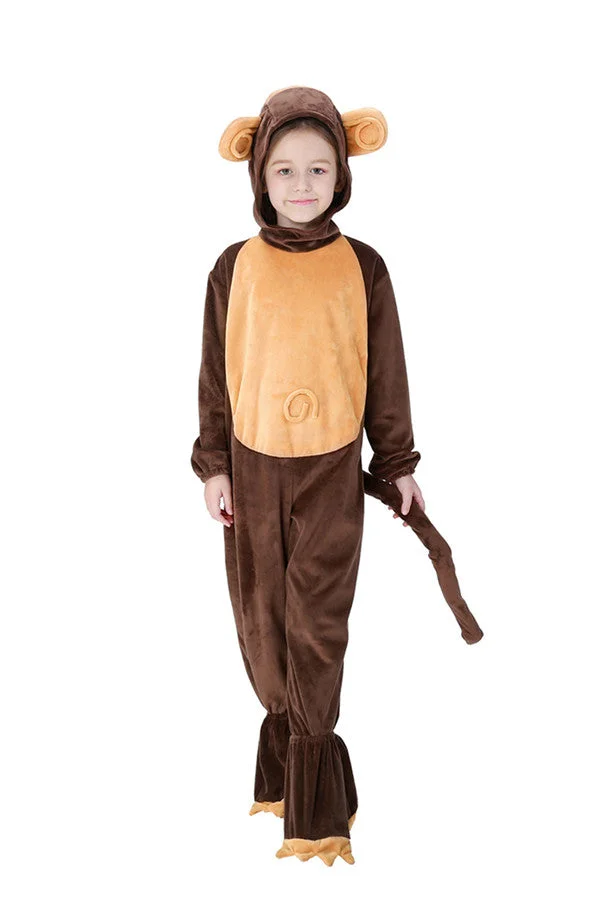 Cute Kids Cartoon Halloween Onesies Pajamas Monkey Costumes Coffee-elleschic