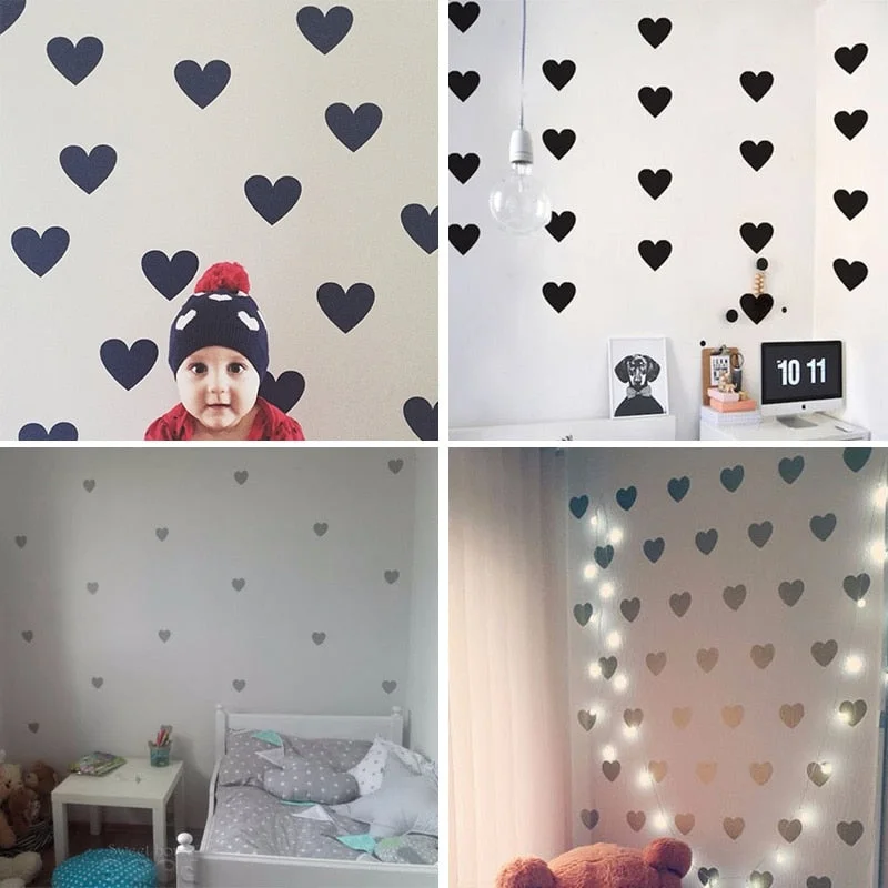 Heart Baby Room Decorative Stickers Girl Bedroom Wall Decal Stickers Children Wall Stickers Room Decoration Nursery Home Decor