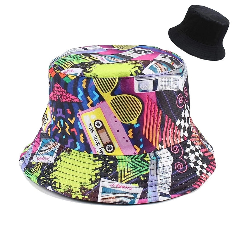 Printed Double-sided Foldable Fisherman Hat Women’s Summer Travel Sunshade Sun Protection Pot Hat For Men