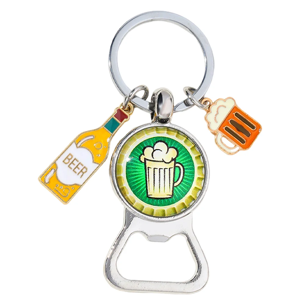 Beer Festival Zinc Alloy Beer Bottle Opener Keychain Gift for Christmas/Birthday