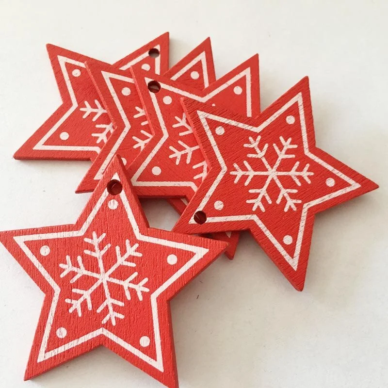 10Pcs 5cm Christmas Tree Wooden Pendants Ornaments Xmas Tree Hanging Ornament Christmas Decorations for Home New Year Gifts 2020