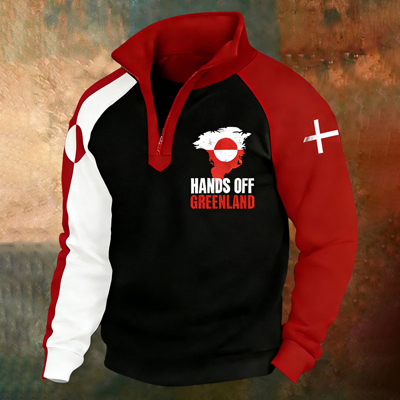 Men's Greenland Contrast Print Casual Zip-up Hooded Sweatshirt artswardrobe