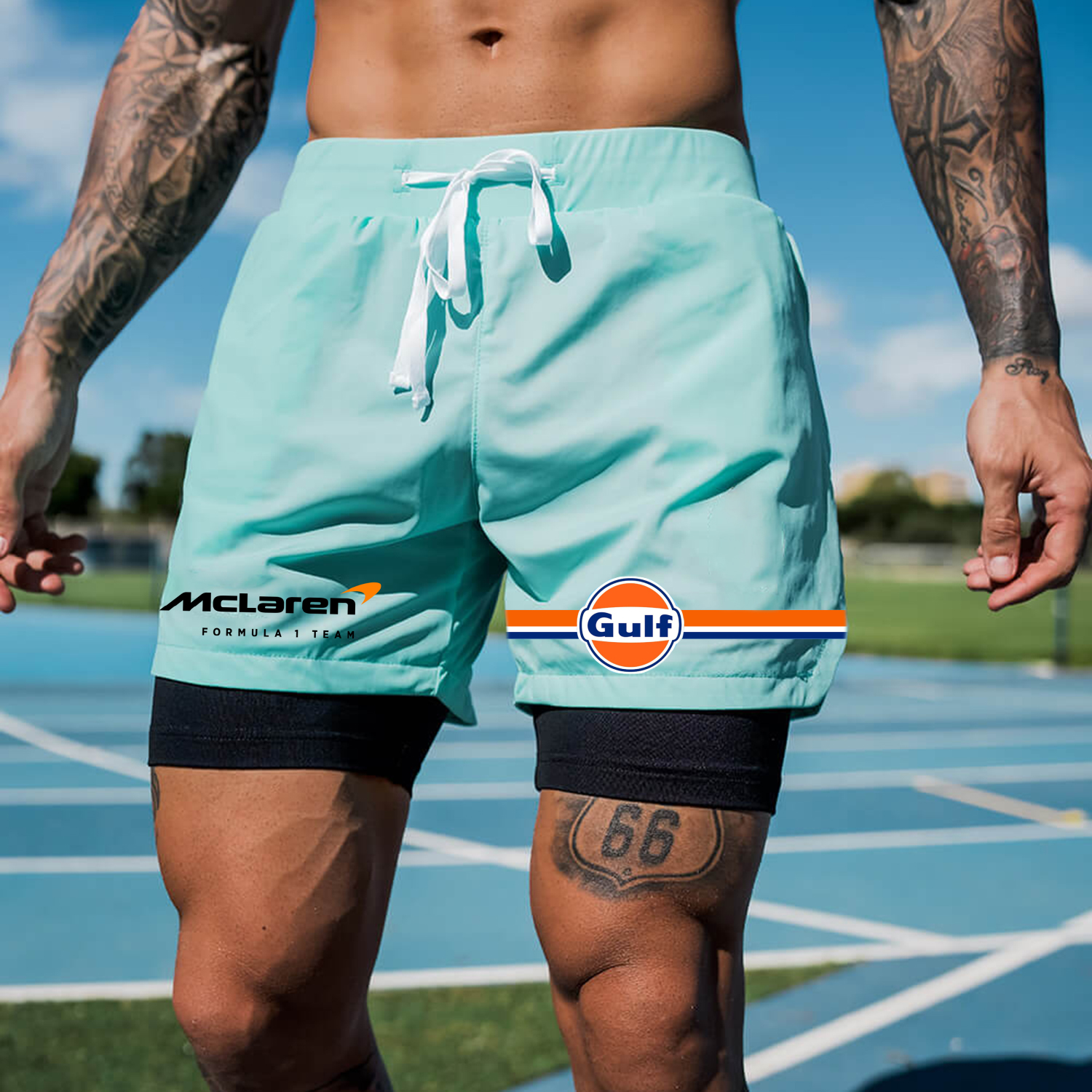 Men's Casual Racing Contrast Color Sports Shorts / TECHWEAR CLUB / Techwear
