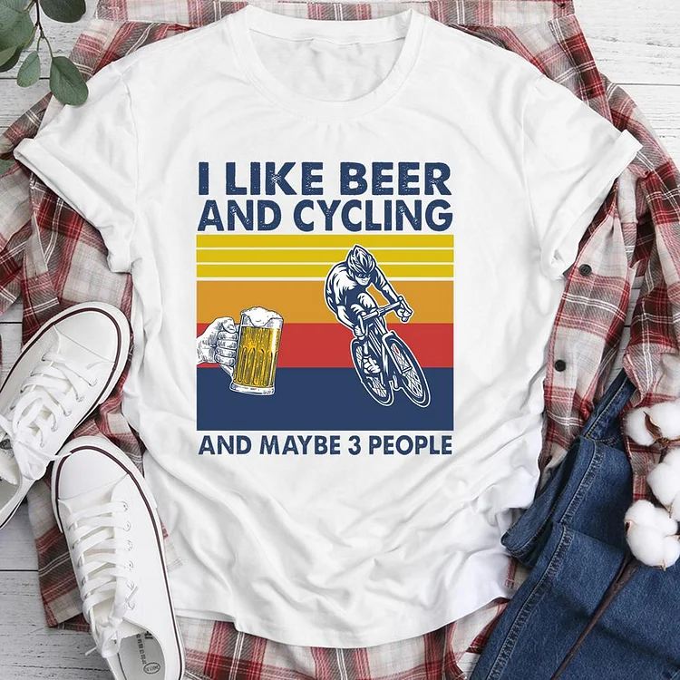I like beer and cycling T-shirt Tee -05719-Annaletters