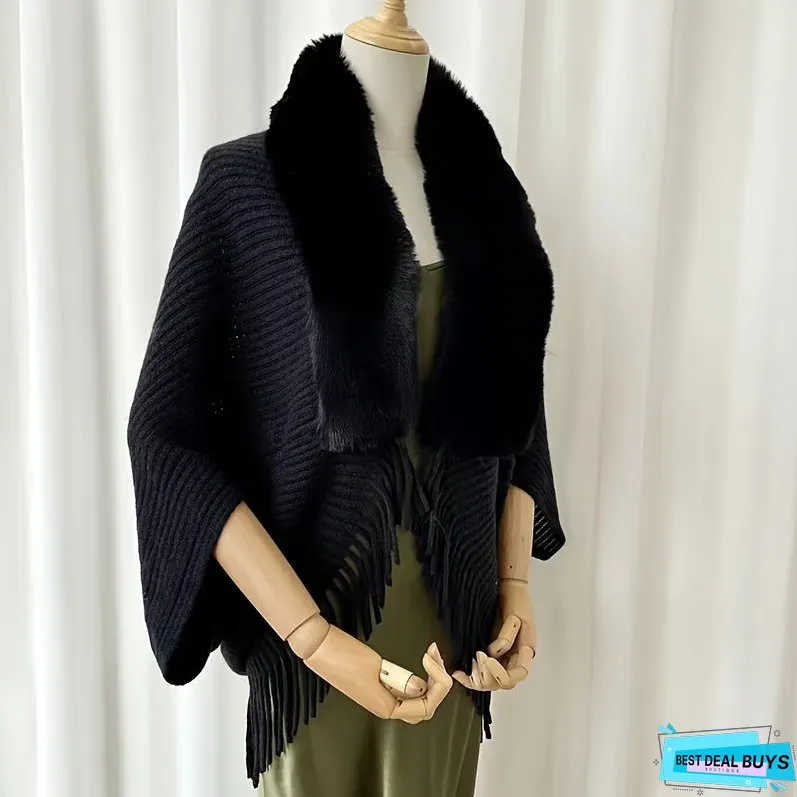 Furry Windproof Thermal Outdoor Shawls, Fall Winter Keep Warm Trendy Scarf Warp Cape Poncho For Fishing Cycling Riding