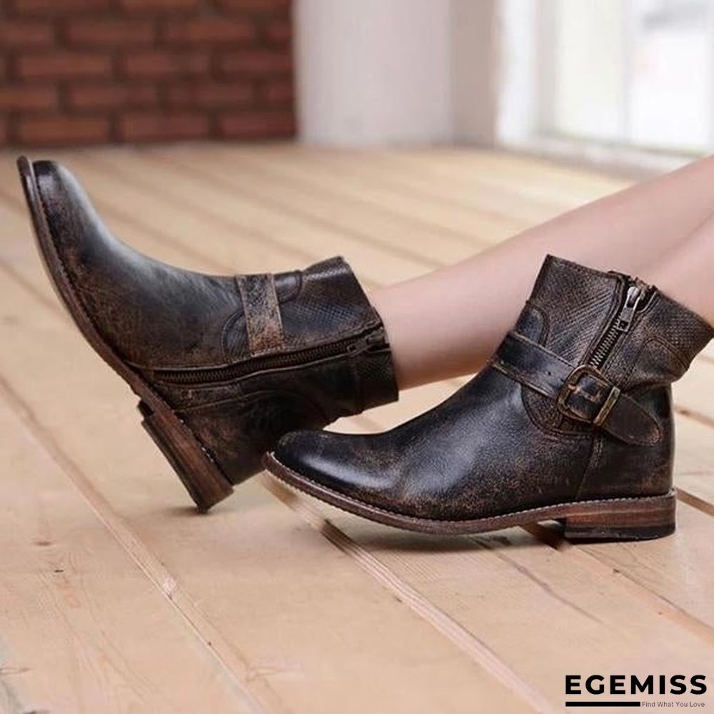 Fashion Zipper Low Heel Martin Boots | EGEMISS