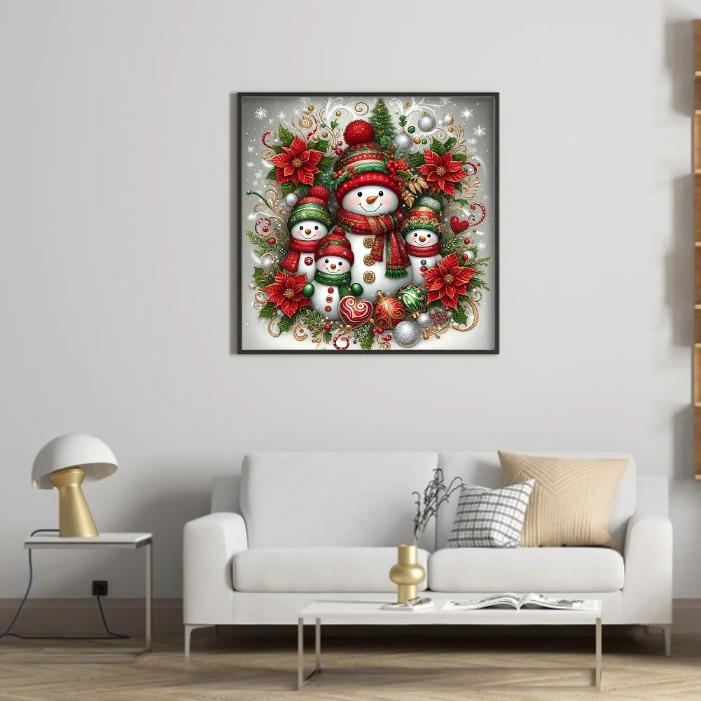 Full Embroidery cotton Thread 14CT Counted Xmas Snowman Cross Stitch 45x45cm