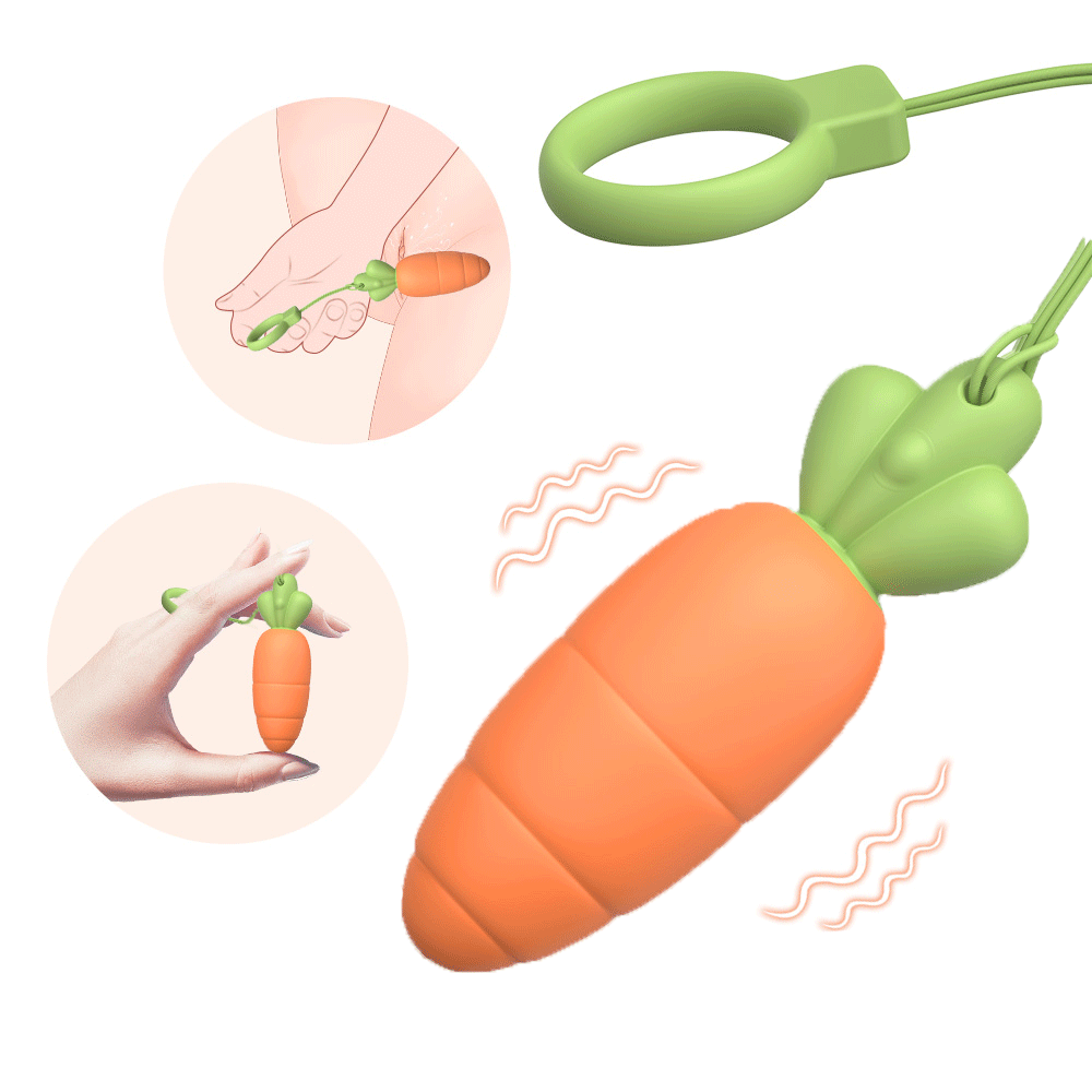 Cute Carrot - Mini Bullet Vibrator Clitoral Stimulator With 9 Vibration Modes, Small Vibrator Massager With Pull Ring For Intense Pleasure For Beginner By Rose Toy