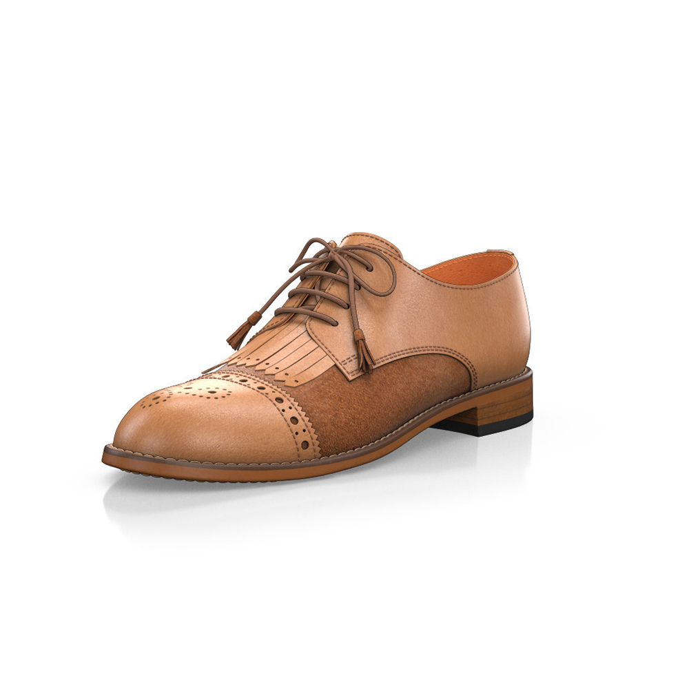 Brown Vegan Leather Round Toe Chunky Heel Lace-Up Oxford Shoes Nicepairs