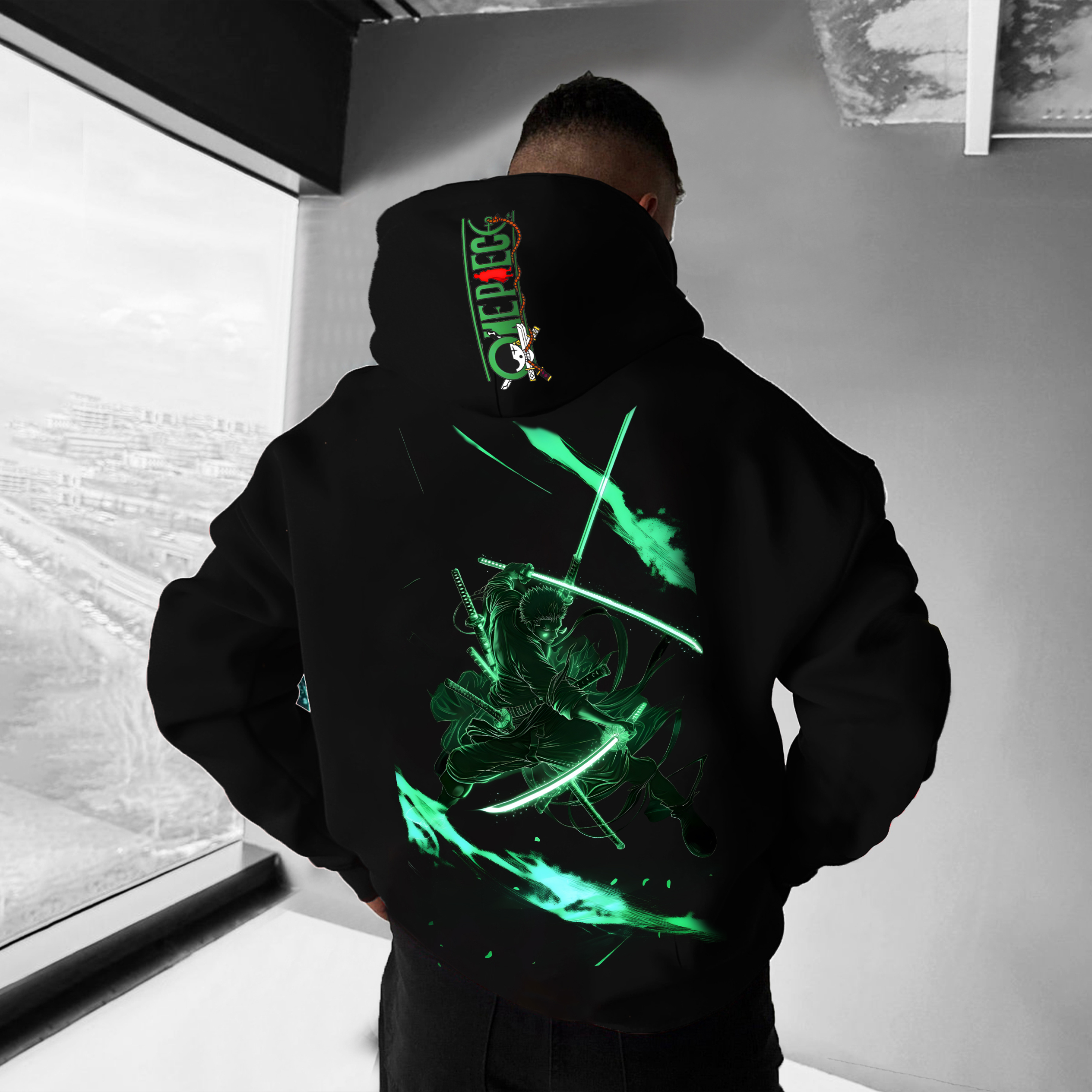  Anime-Inspired Hoodie with Dynamic Samurai Design for Casual Wear