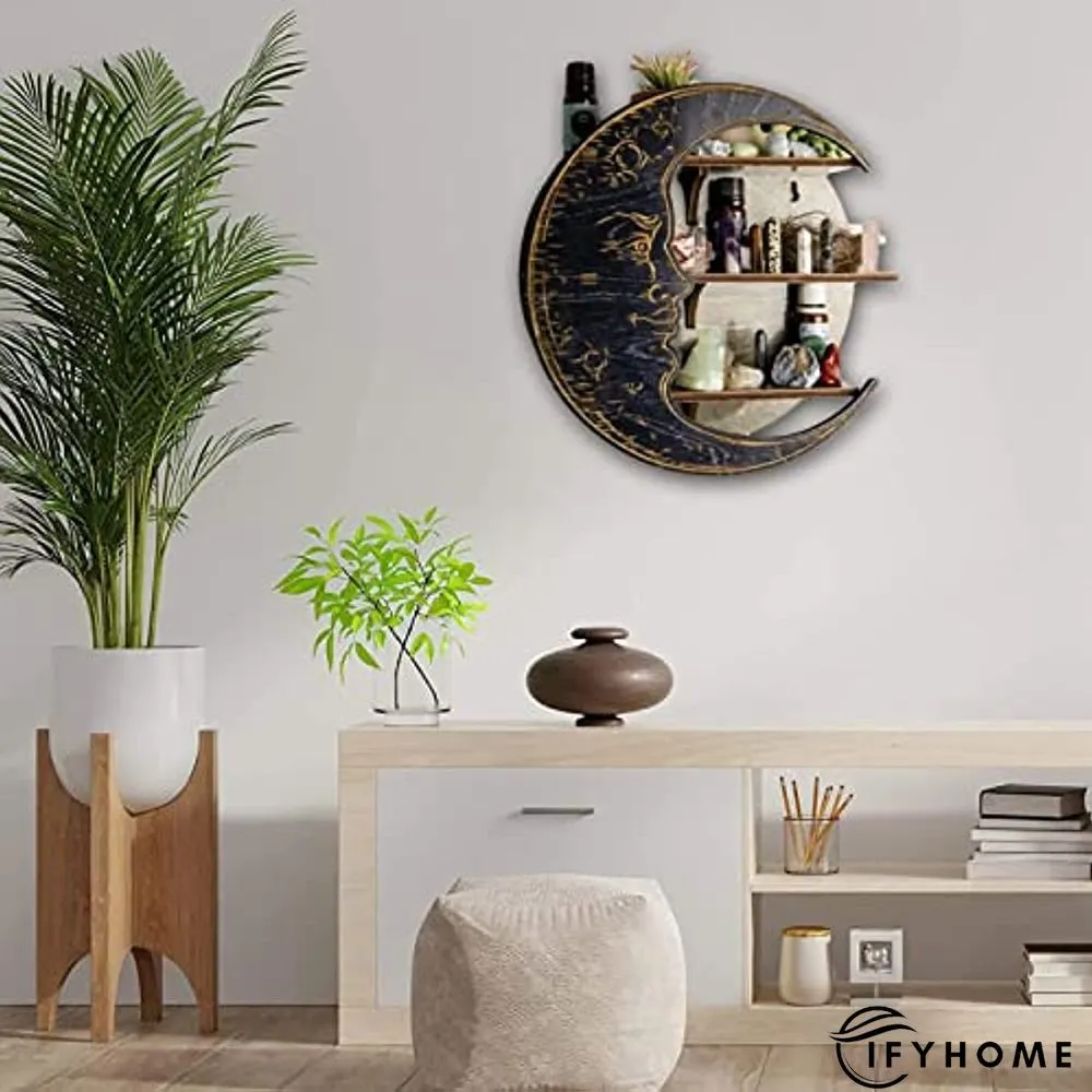 Moon Shelf - Wooden Floating Moon Shelf | IFYHOME