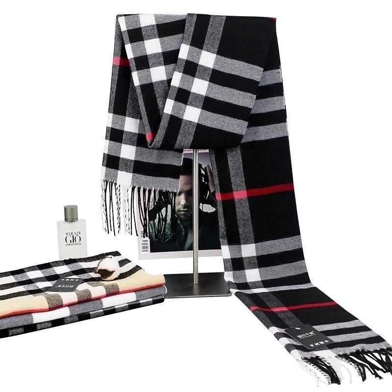 New Autumn And Winter Imitation Cashmere Student Men’s Business Casual Brushed Thick British Plaid Scarf Long Men’s Scarf